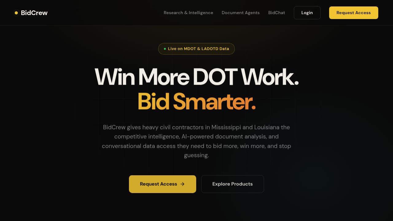 BidCrew home page: Win more DOT work. Bid smarter.